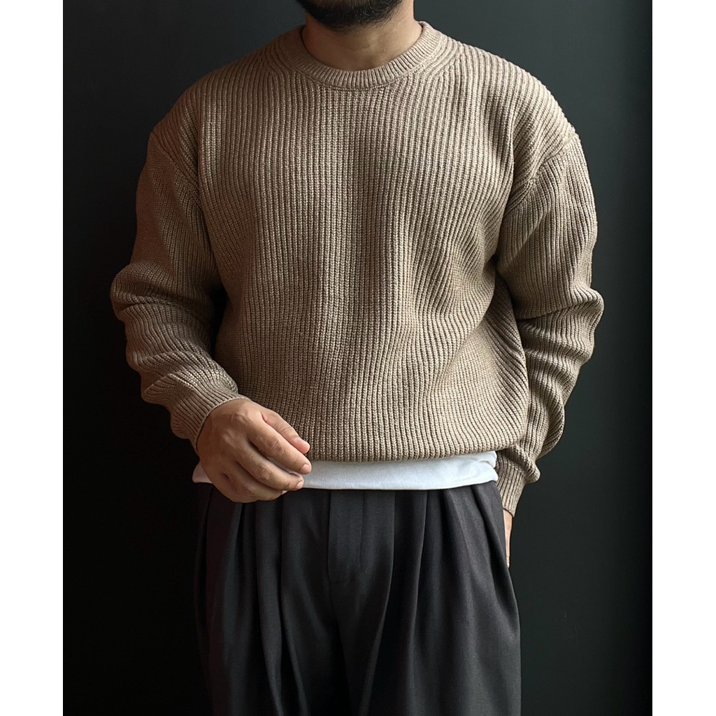 Chunky Sweater Knit Light Brown by LEMARD