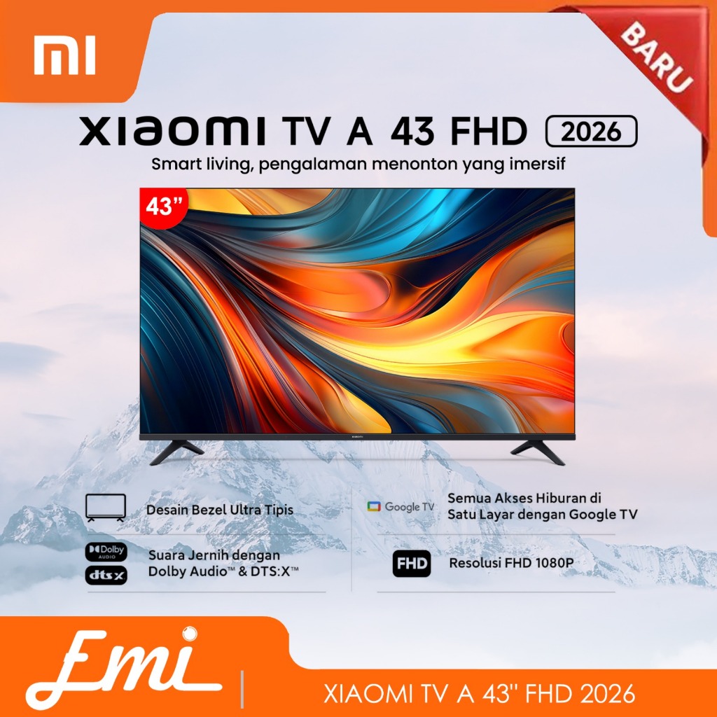 Mi Google TV 43 Inch A 2026 FHD 1080P 60Hz HDMI Dolby Smart Digital Televisi 43Inch