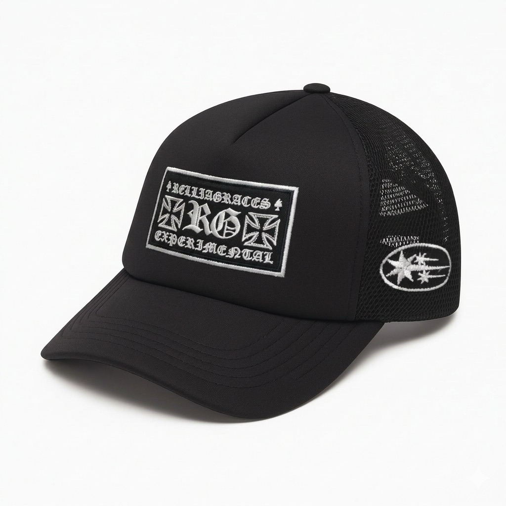 TRUCKER RELLIAGRACES - JACK BLACK || BORDIR LOGO || TOPI JARING VINTAGE || CURVED HAT || UNISEX