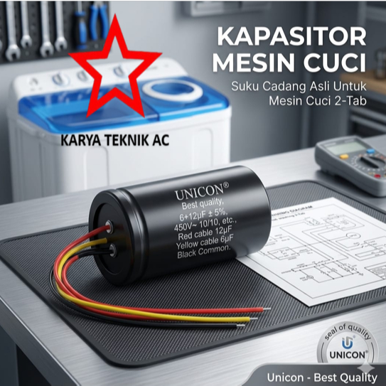KAPASITOR /CAPASITOR 4+10UF UNICON MESIN CUCI 2 TABUNG