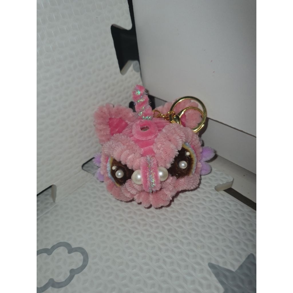 bagcharm barongsai PINK gantungan barongsai kawat bulu hand made