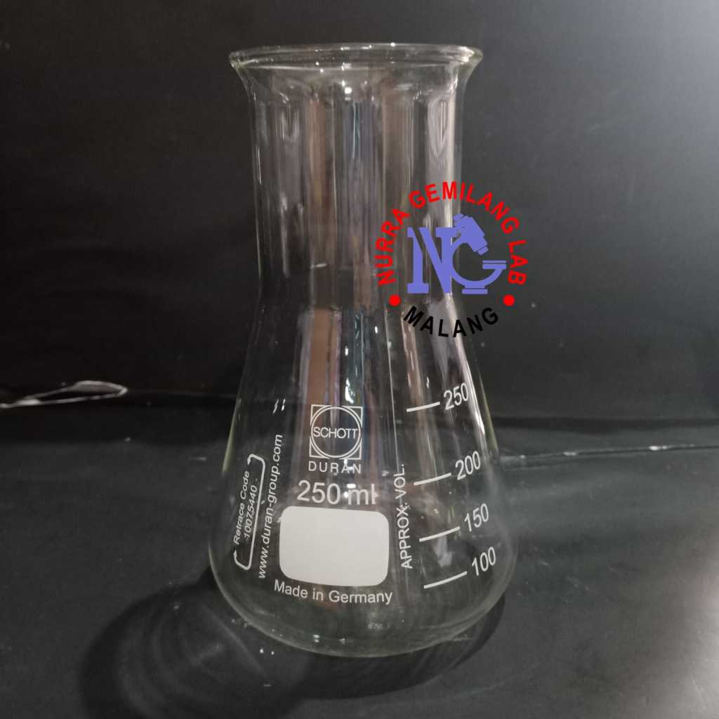 Erlenmeyer Flask Duran 250 ml | Erlenmeyer Wide Neck | Erlenmeyer Leher Lebar