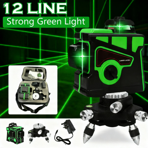 Hilda Laser Level tukang bangunan 3d 12 line keramik plafon Self Leveling precision