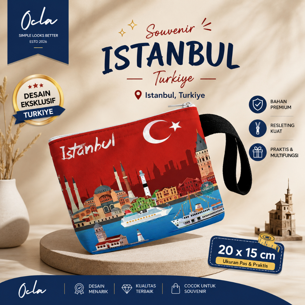 OCLA Pouch Istanbul Turkey Dompet Souvenir Turkiye Premium Zipper