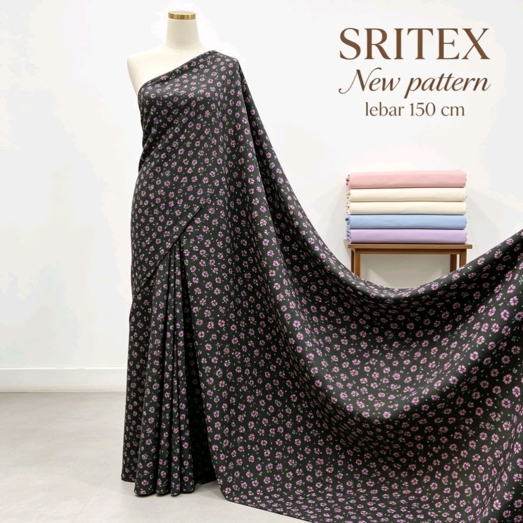kain  crepe motif bunga kecil - kain crepe motif korean style - kain crepe import - kain motif