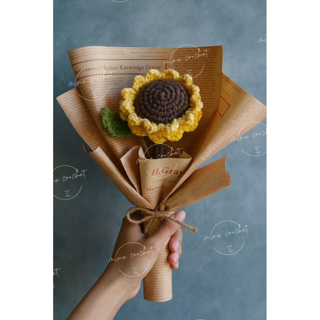 buket bunga matahari/bunga matahari rajut/bunga matahari/bunga rajut/diy/craft