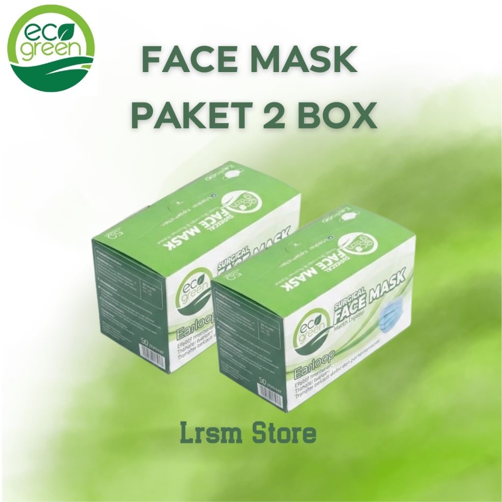 Masker Eco Green Paket 2 Box / Surgical Mask Earloop