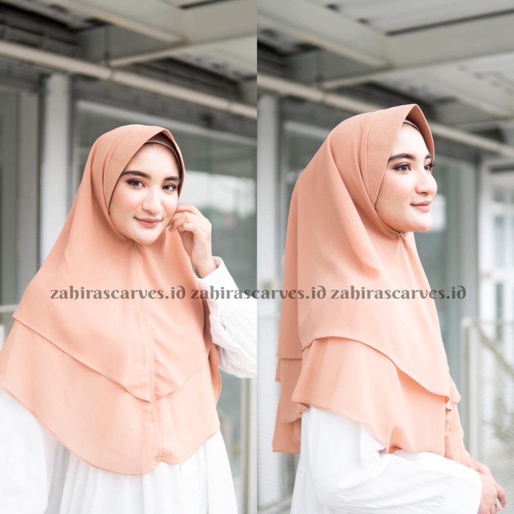 Hijab Khimar 2 Layer Ceruty Babydoll / Khimar Oval 2 Layer / Hijab Syari / Hijab Instan / Ceruty 2 L