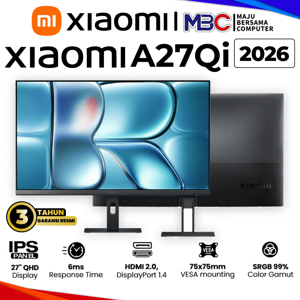 LED Xiaomi A27Qi 2026 2K QHD 180HZ 100% SRGB - LED Mi Monitor 27" 27Inch 27 Inch
