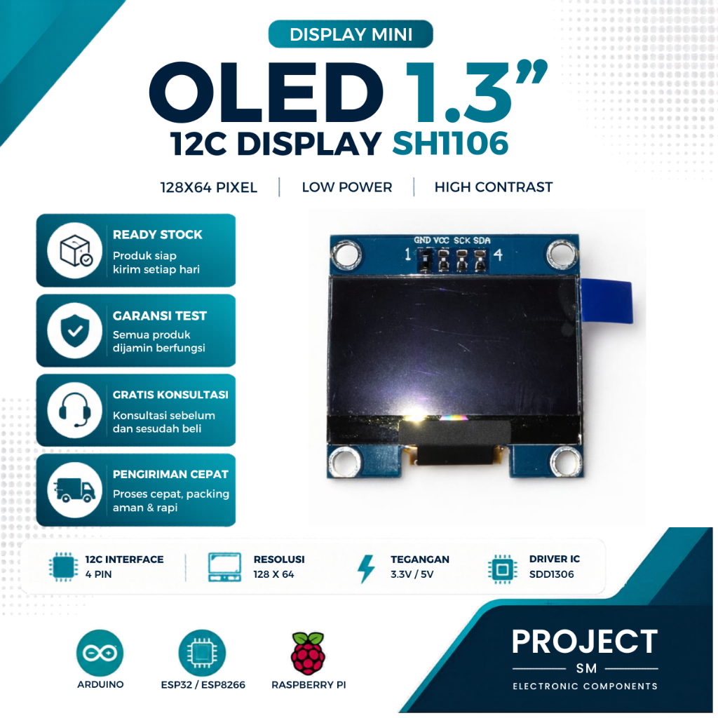OLED Display 1.3 Inch Putih I2C