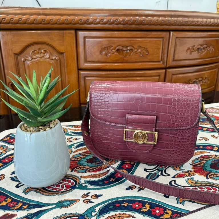 PRELOVED TAS SUSEN CROCO WINE ORIGINAL 100%