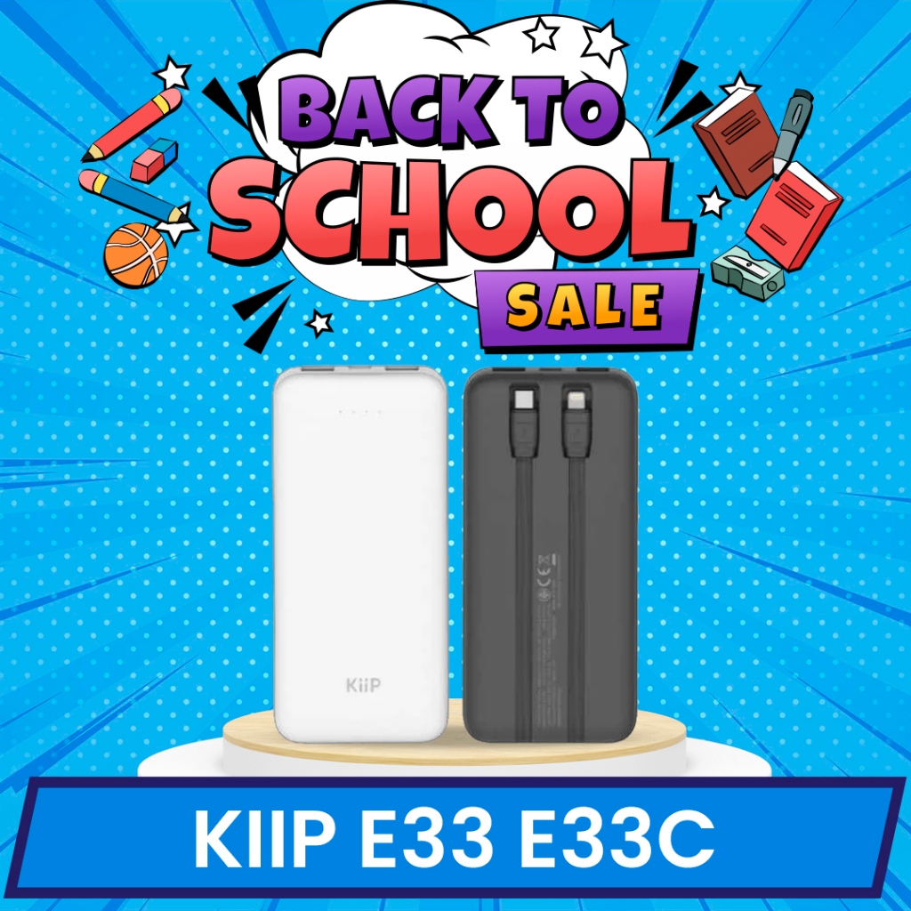 KIIP E33 E33C Power Bank Slim 10000mAh Dual Input Type-C Micro USB Port Powerbank