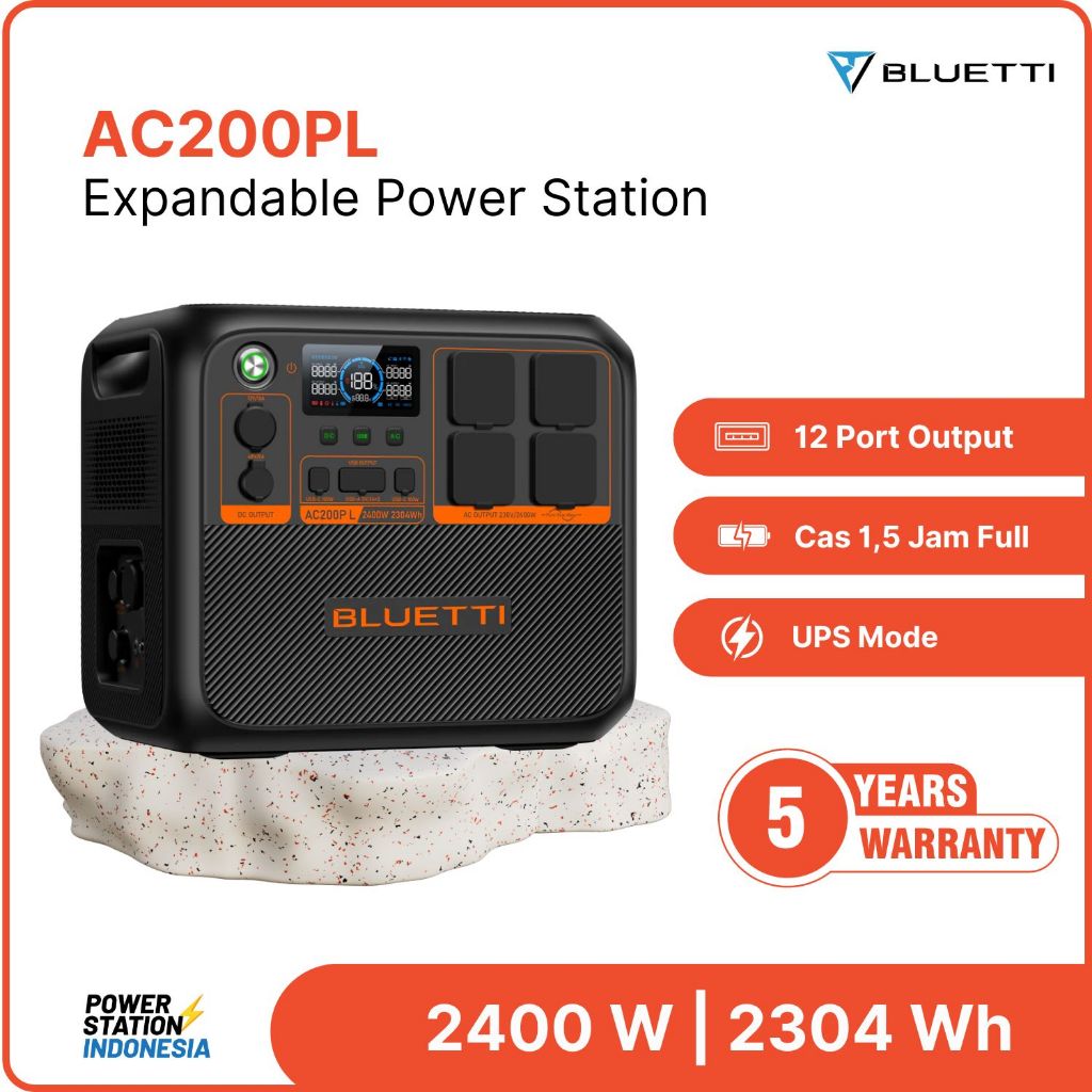 Expandable Power Station BLUETTI AC200PL 2400W 2304Wh Powerbank Genset UPS | Garansi Resmi