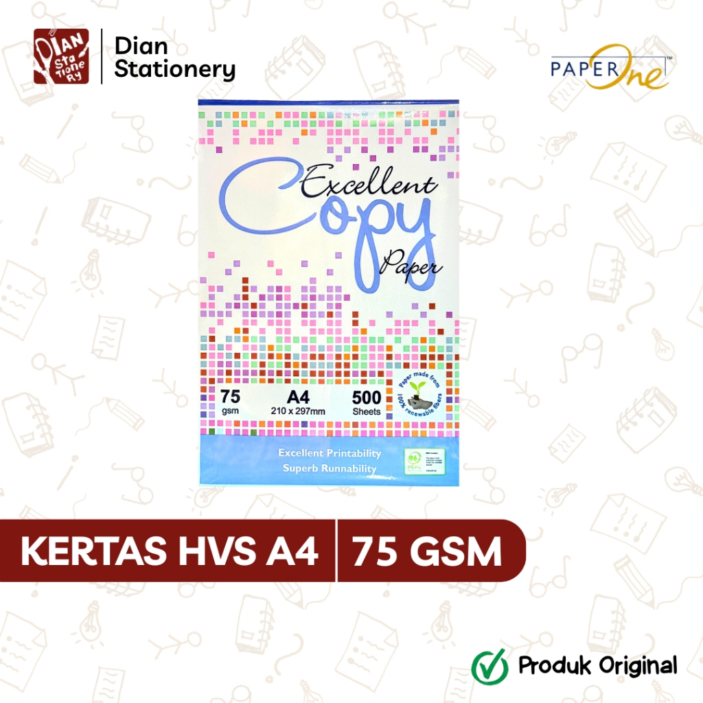 Kertas HVS A4 PaperOne Excellent Copy Paper 75 gsm 500 lembar/1 Rim | Kertas Print A4 75 gram Paper 