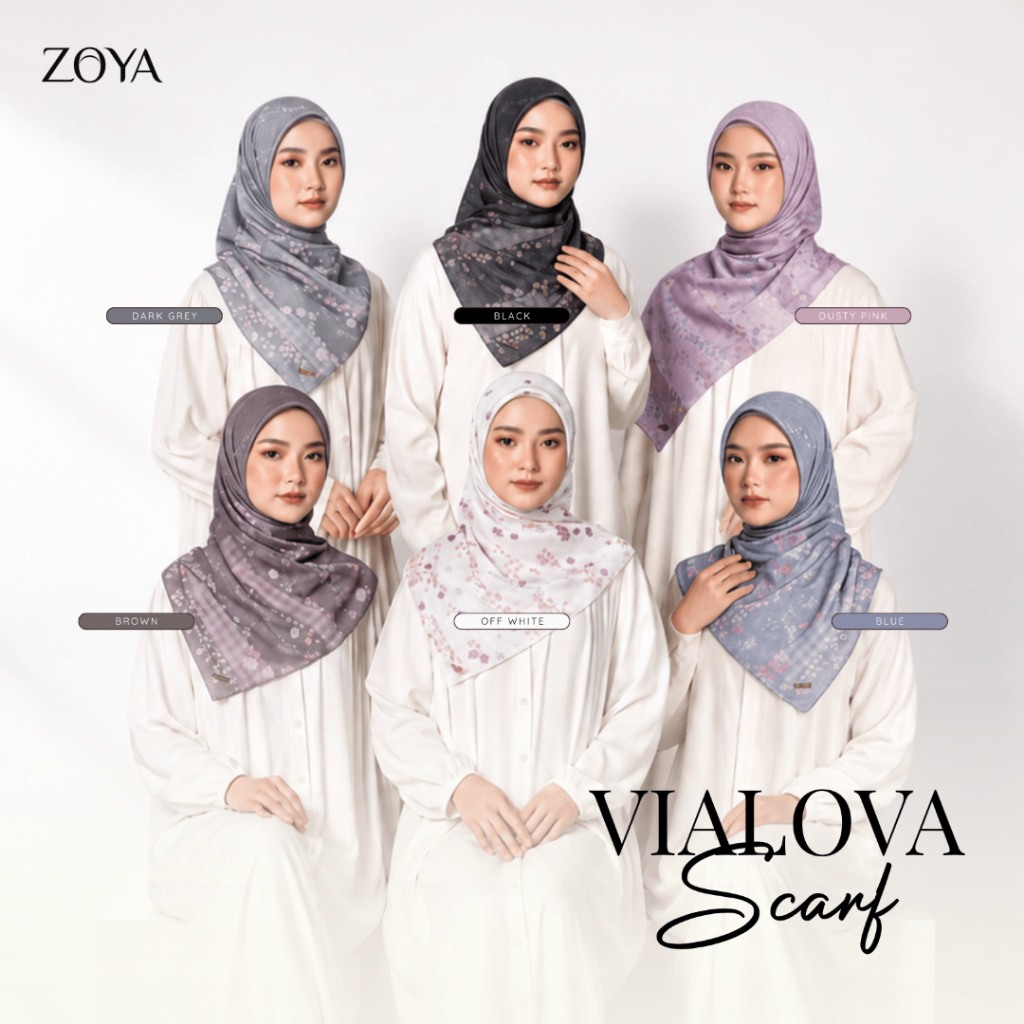 Zoya - Vialova Scarf - Kerudung Hijab Segi Empat Motif Premium - Box - Bahan Voal