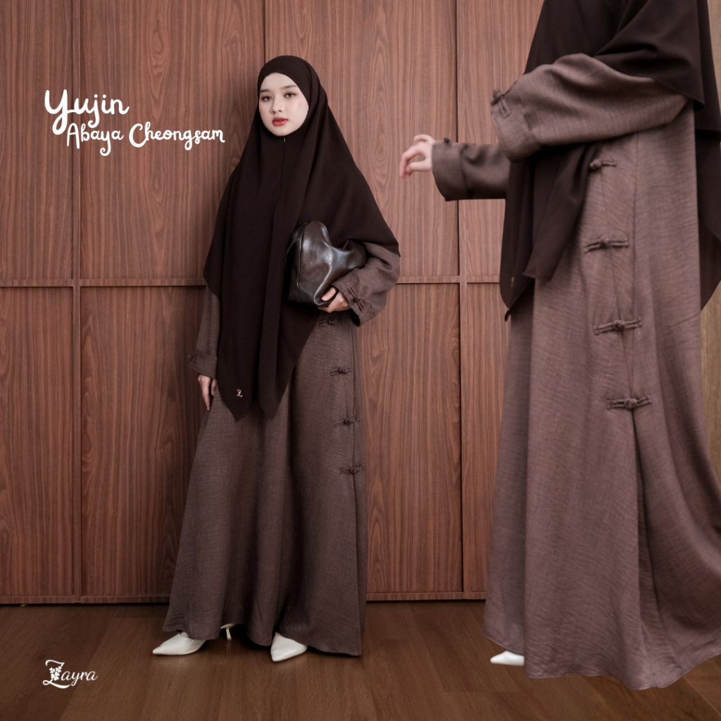 Zayra Hijab | Yujin Cheongsam - Dress Korean Style Hijab Feminine Look Wanita Gamis Linen Kekinian C