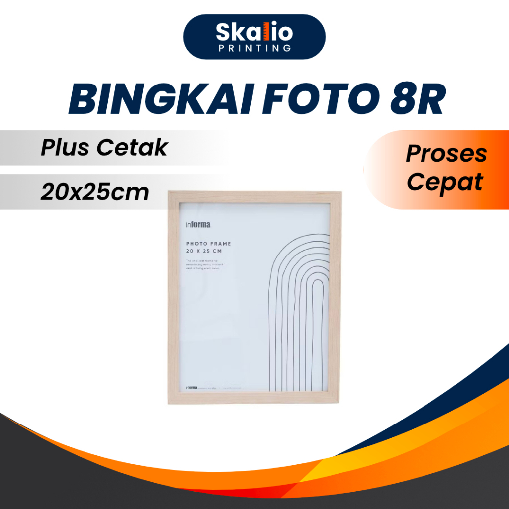 Bingkai Frame Foto 8R Plus Cetak Ukuran 20x25 cm Kayu Natural