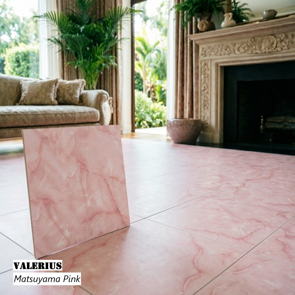Keramik Lantai 40x40 Valerius Matsuyama Pink - Keramik Rumah Warna Merah Muda Estetik / Valerius 40x