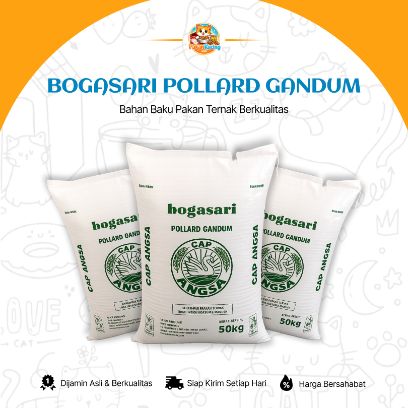 Bogasari Pollard Gandum - Cap Angsa | Dedak Gandum Pakan Ternak Berkualitas | REPACK | PakanKucingCo