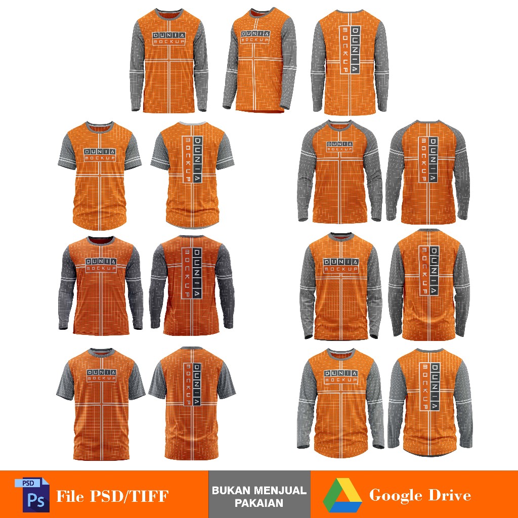 Mockup Kaos Lengan Panjang & Pendek - PSD