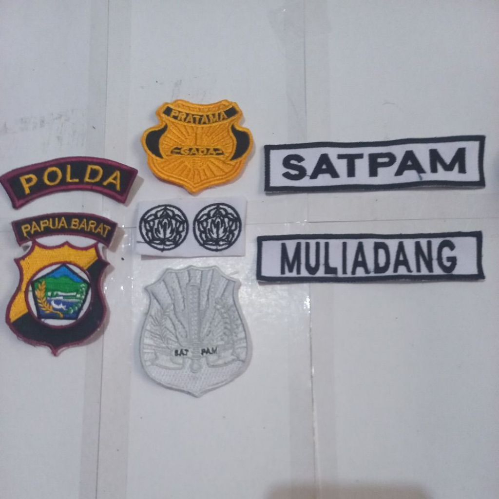 ATRIBUT BORDIR SATPAM POLDA PAPUA BARAT KOMPLIT