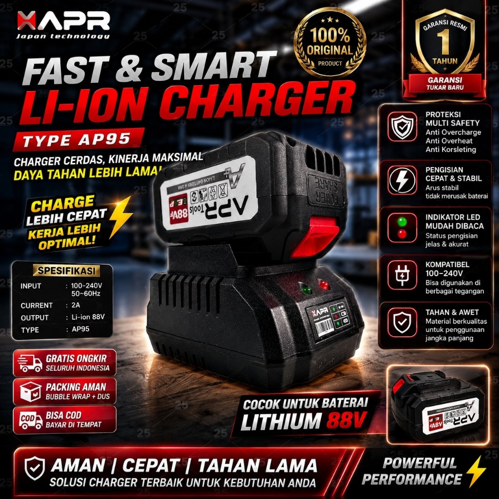 APR AP95 CHARGER CES KODOK FAST CHARGING LXT 2A BISA UNTUK SEMUA MERK CHARGER BIKIN BATERAI AWET