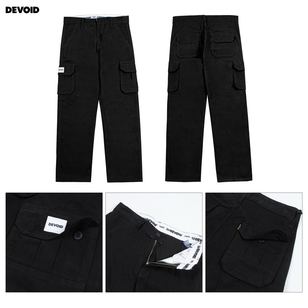 DEVOID CARGO PANJANG BLACK PREMIUM + FREE KAOS