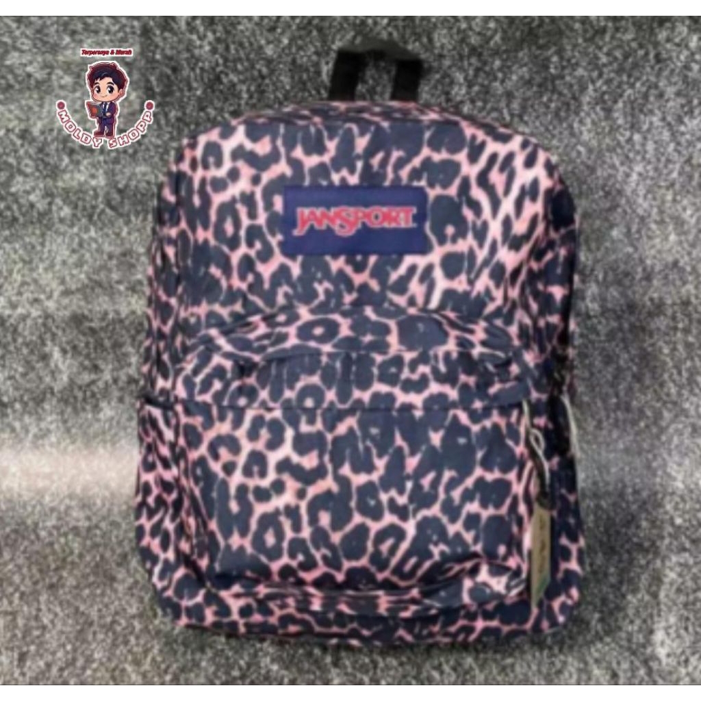 [READY STOK BISA COD] TAS RANSEL JANSPORT MOTIF LEOPARD BROWN - BNWT FULL TAG