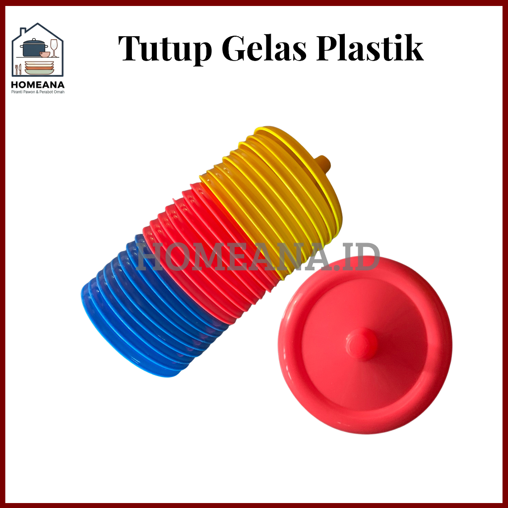 [Harga Grosir] 1 Lusin Tutup Gelas Plastik | Lebih Murah Warna Warni - Homeana.id