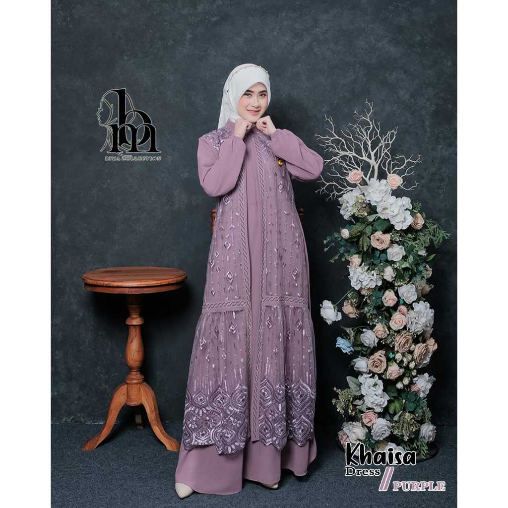 baru gamis  KHAISA  cantik tika dress alfaro collection mewah Azmia brukat cantik kekinian fashion m