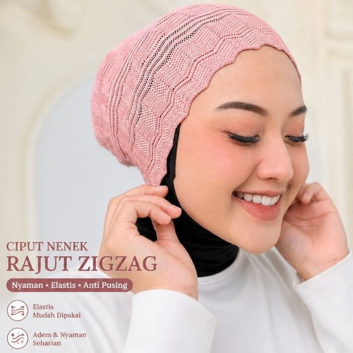 Ciput Rajut Nenek Zigzag Premium Kupluk Rajut Nenek Premium