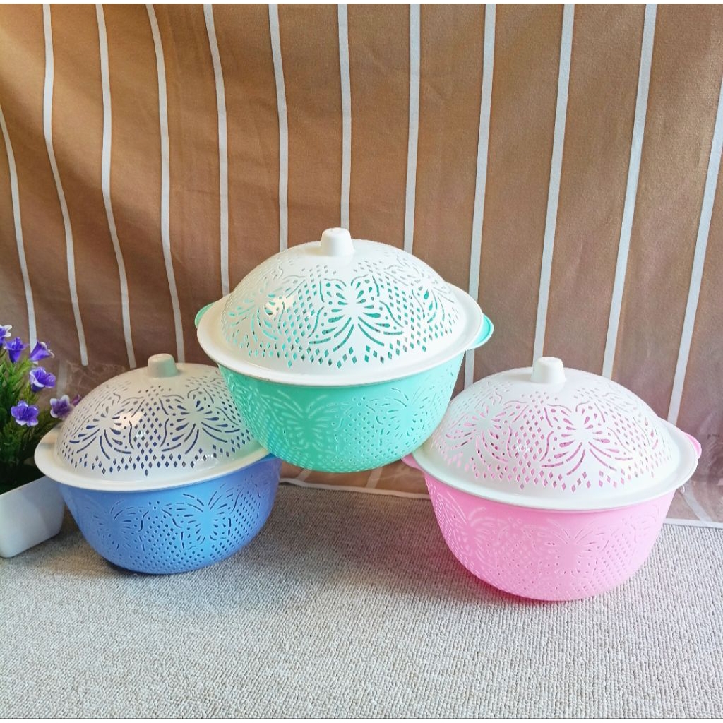 (3pcs & 6pcs) BAKUL NASI PLASTIK + TUTUP CORNELIUS/Wakul nasil wakul hajatan wadah berkat