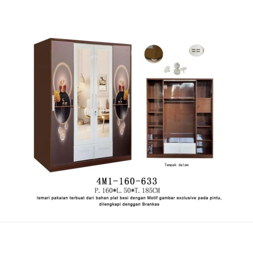 Lemari Baju Besi 4 Pintu