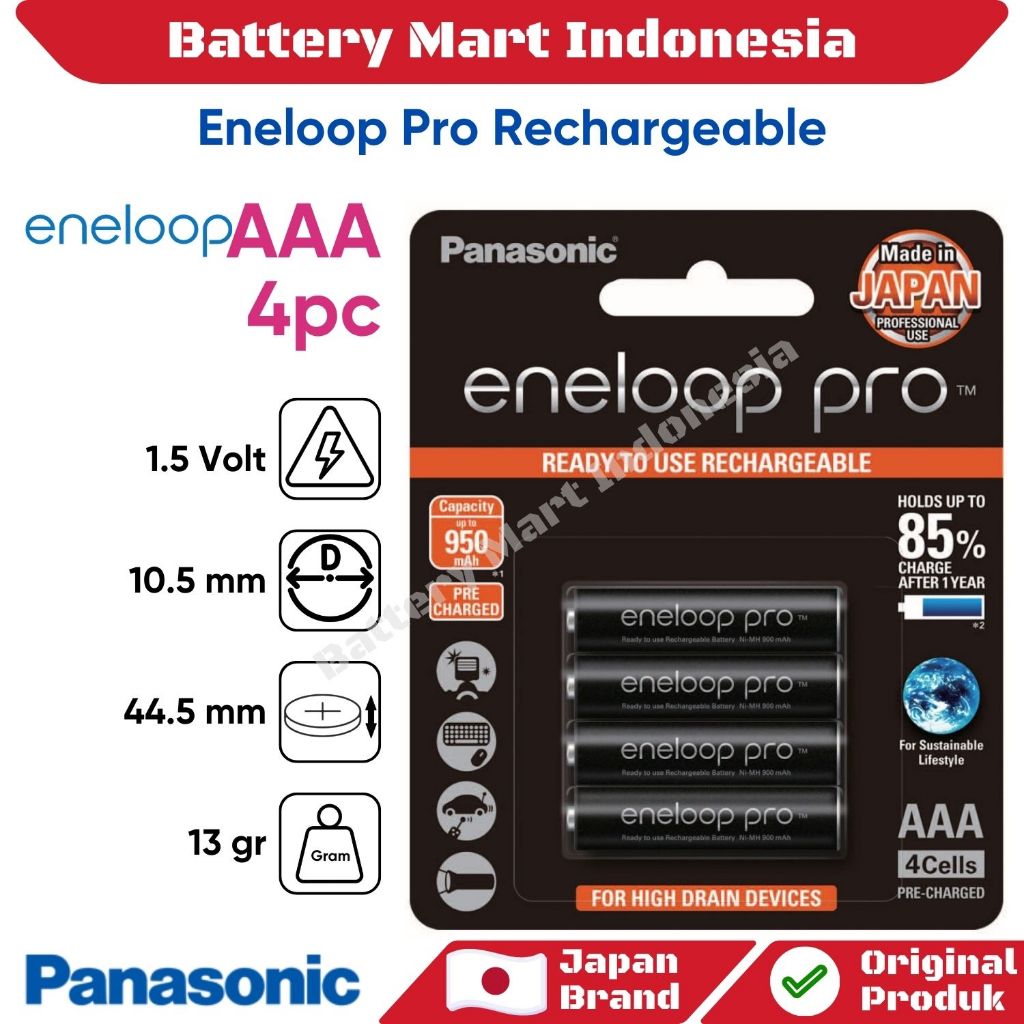 Panasonic Eneloop Pro Baterai Rechargeable AAA 4pc Battery Eneloop Pro