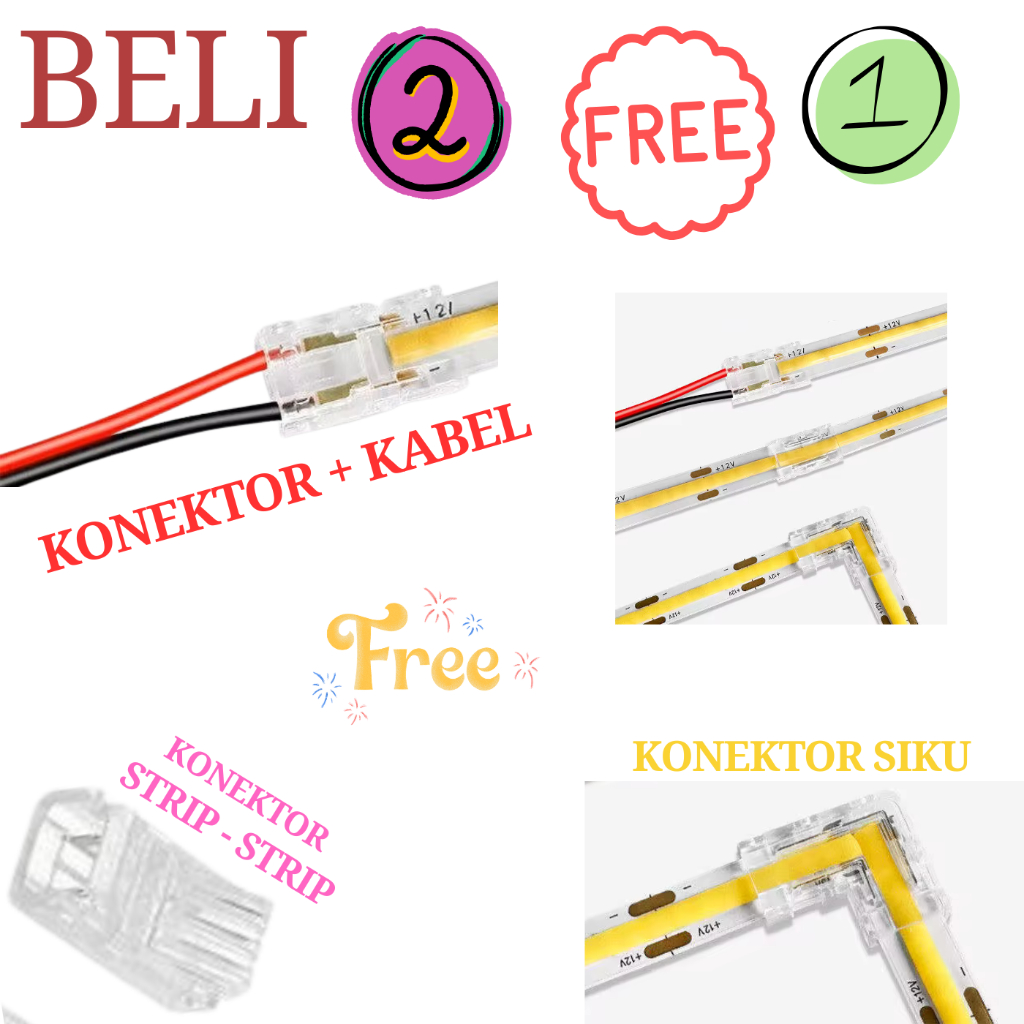 Sambungan led strip Cob siku L jepit 8mm connector strip led SAMBUNGAN CLIP 8mm 2pin konektor