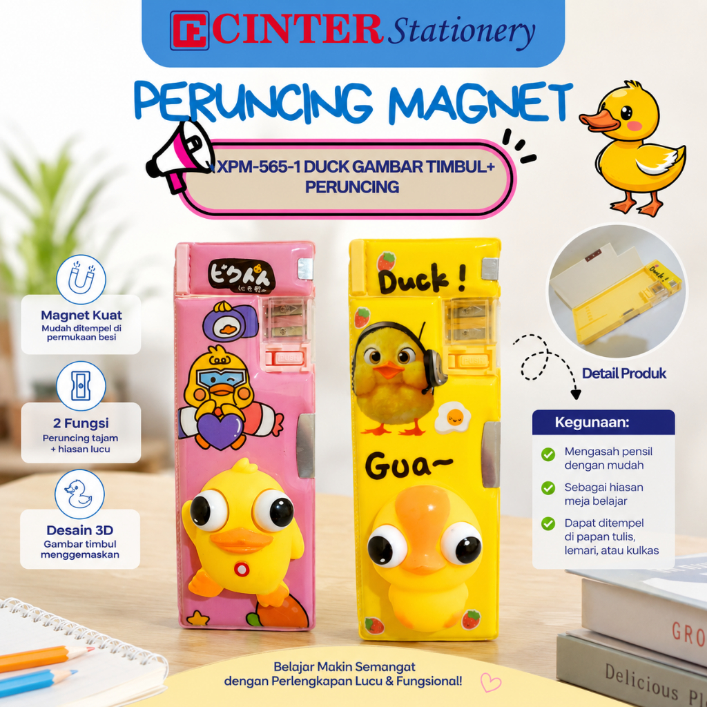 XPM - KOTAK PENSIL MAGNET / PENSIL CASE MAGNET XPM-565-1 DUCK GAMBAR TIMBUL + PERUNCING