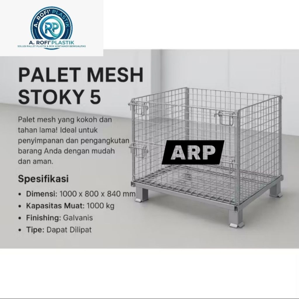 pallet mesh keranjang besi lipat uk 100x80x84 stocky 5