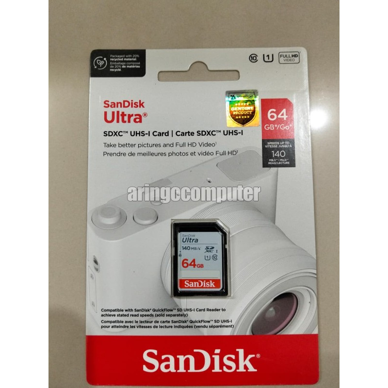 Memory Card (Micro|SD) Sandisk SDCard SDXC Ultra CLass 10 64GB 140MBps