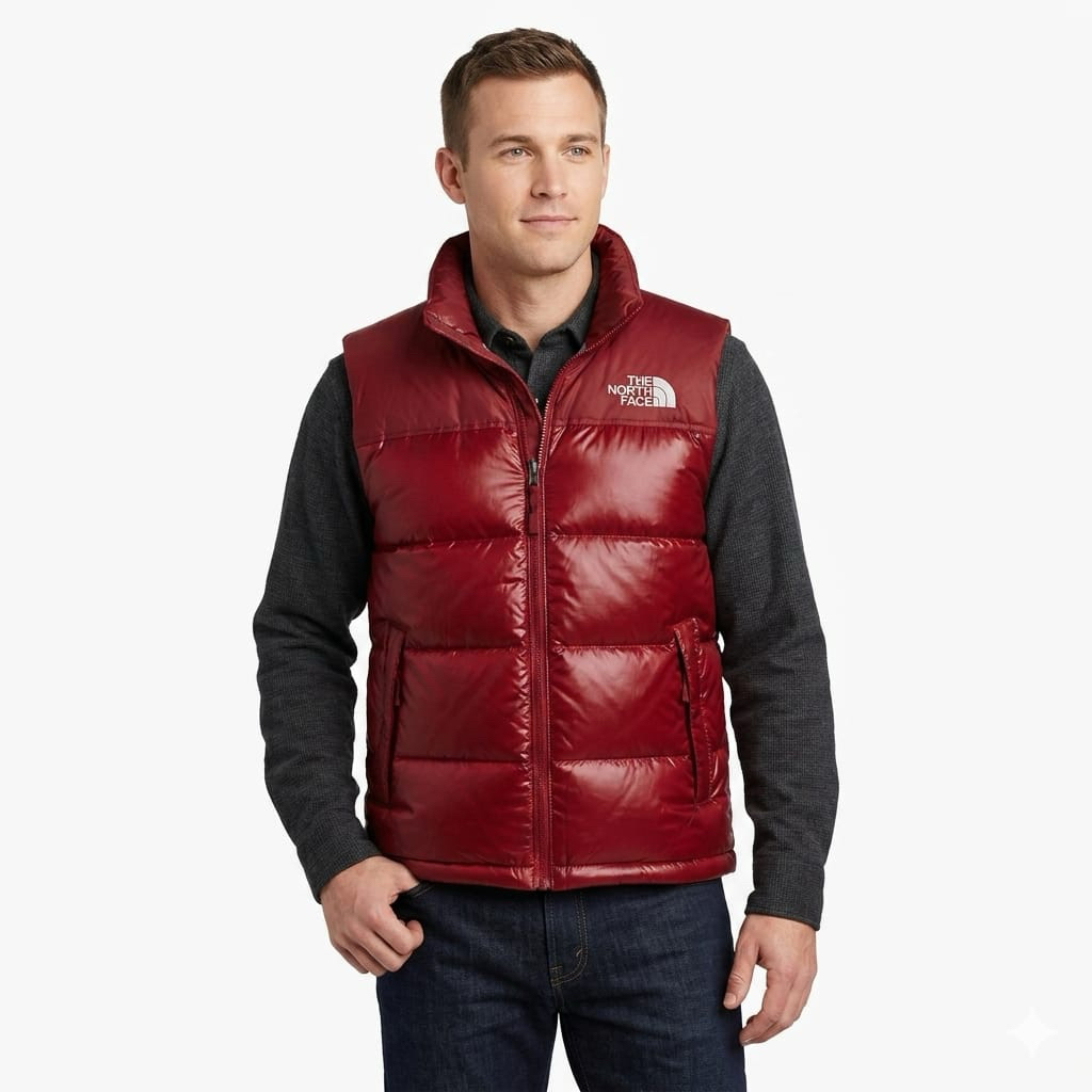the north face down vest red