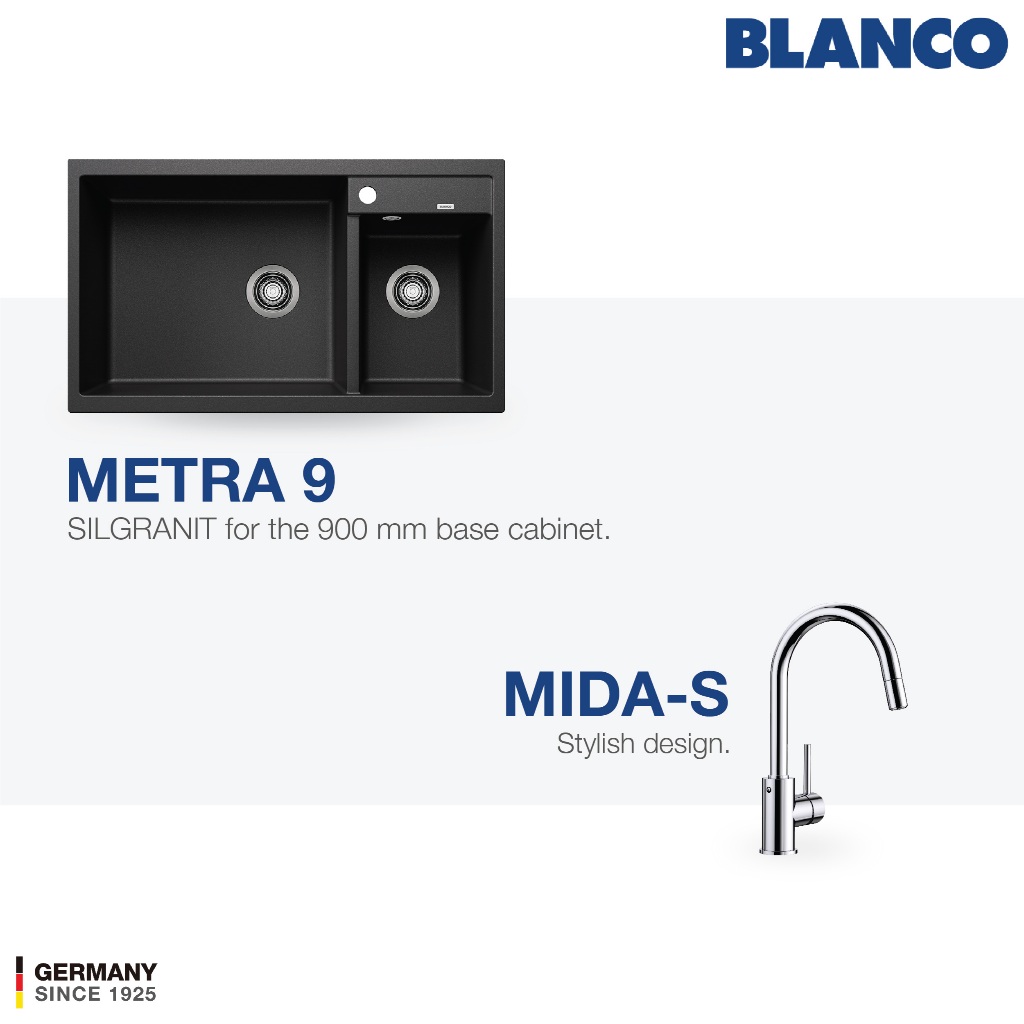 BLANCO Metra 9 Silgranit Sink + BLANCO Mida-S Chrome