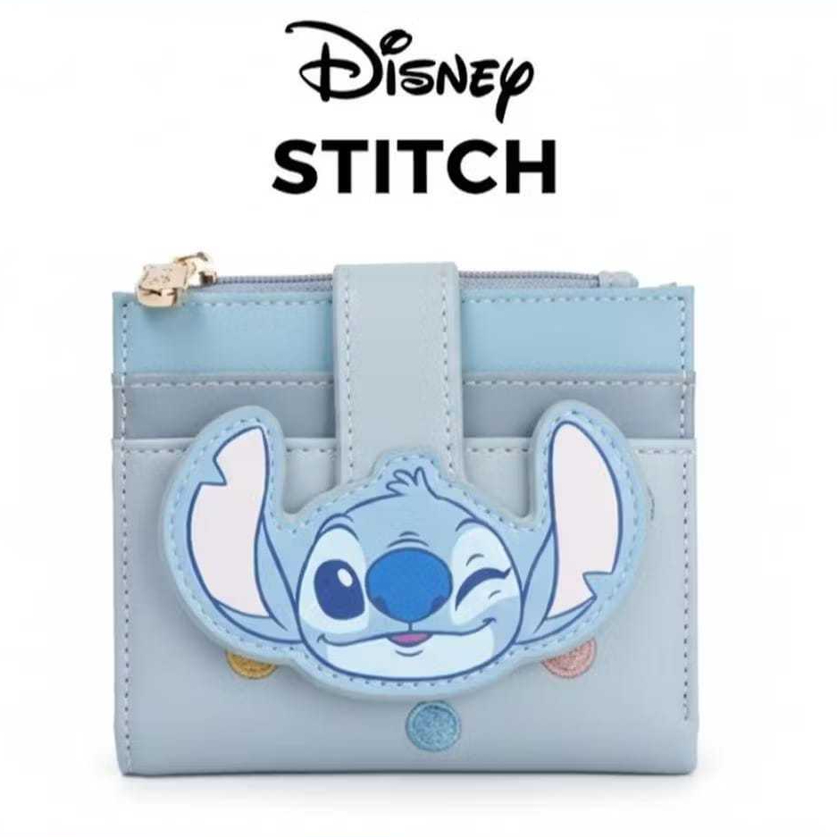 Disney Dompet Lipat Wanita Original Warna Biru Lilo Stitch Wallet Free Box