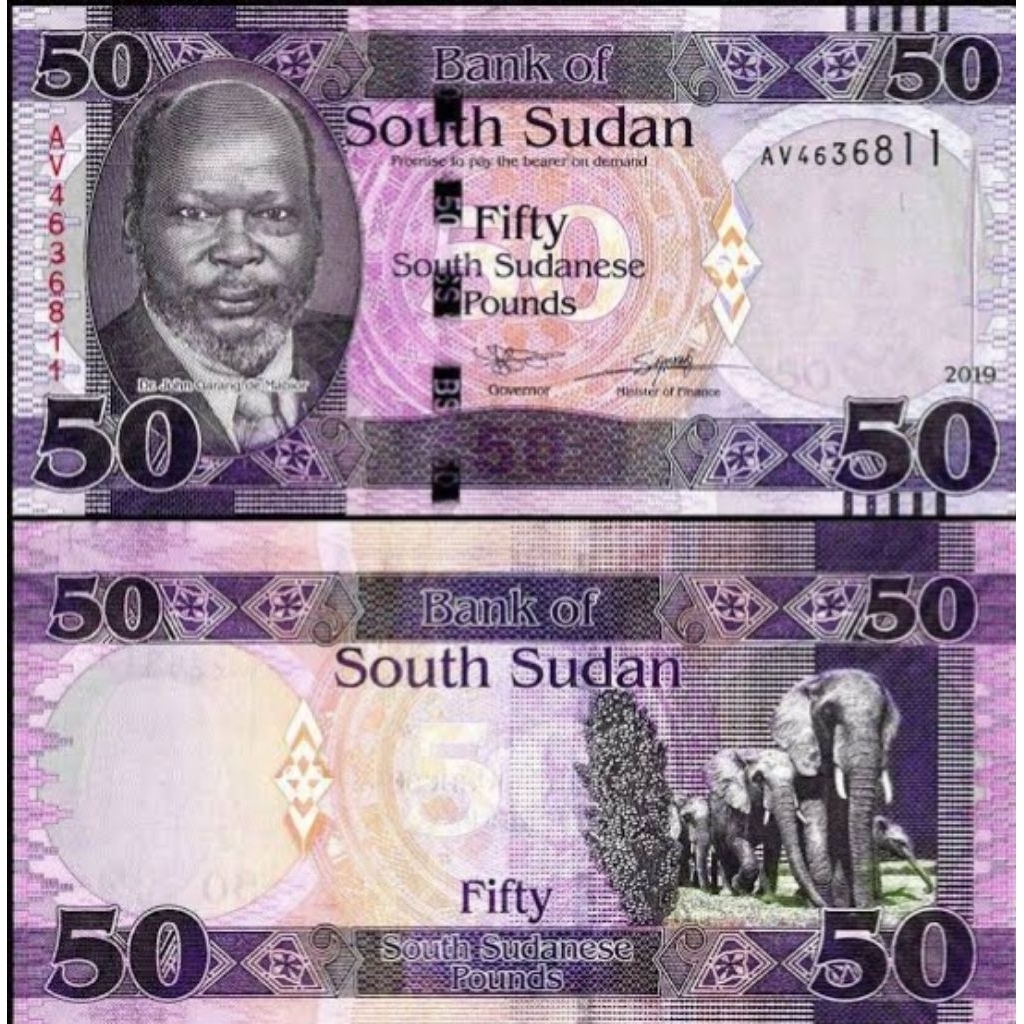 Uang Kuno Sudan Selatan 50pound UNC Untuk Numismatik