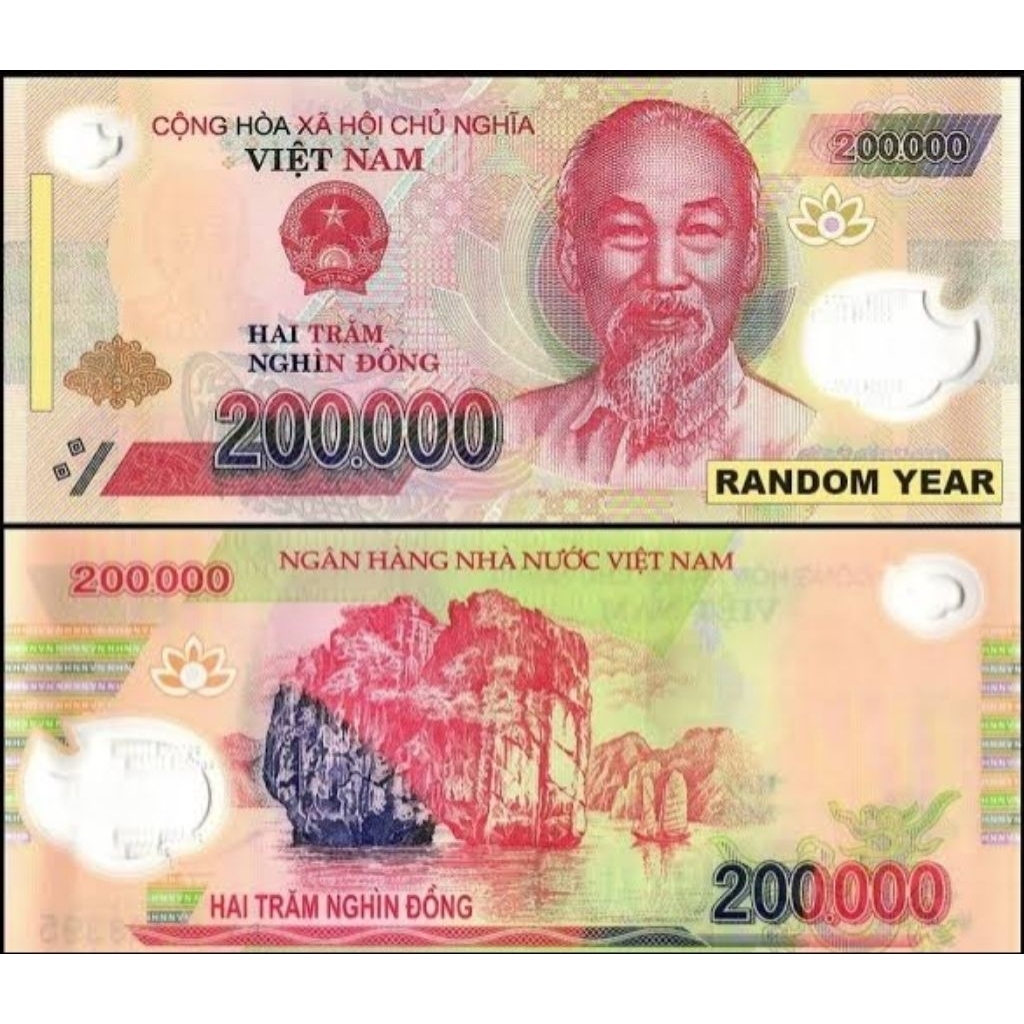 Uang Vietnam VF 200000dong untuk Numismatik dan Koleksi