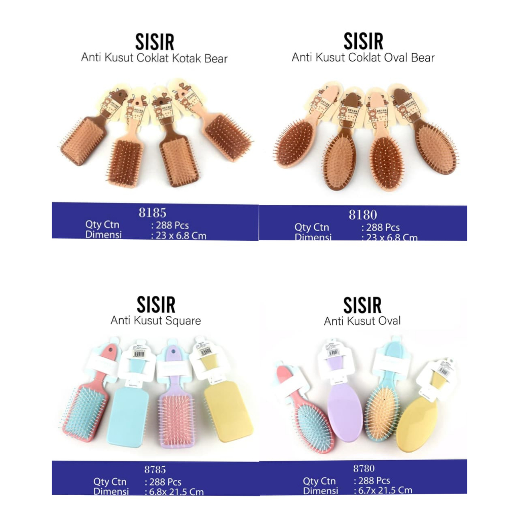 Sisir Anti Kusut Blow Warna / Hair Brush Blow Mix Warna / Sisir Duri Oval / Sisir Duri Kotak