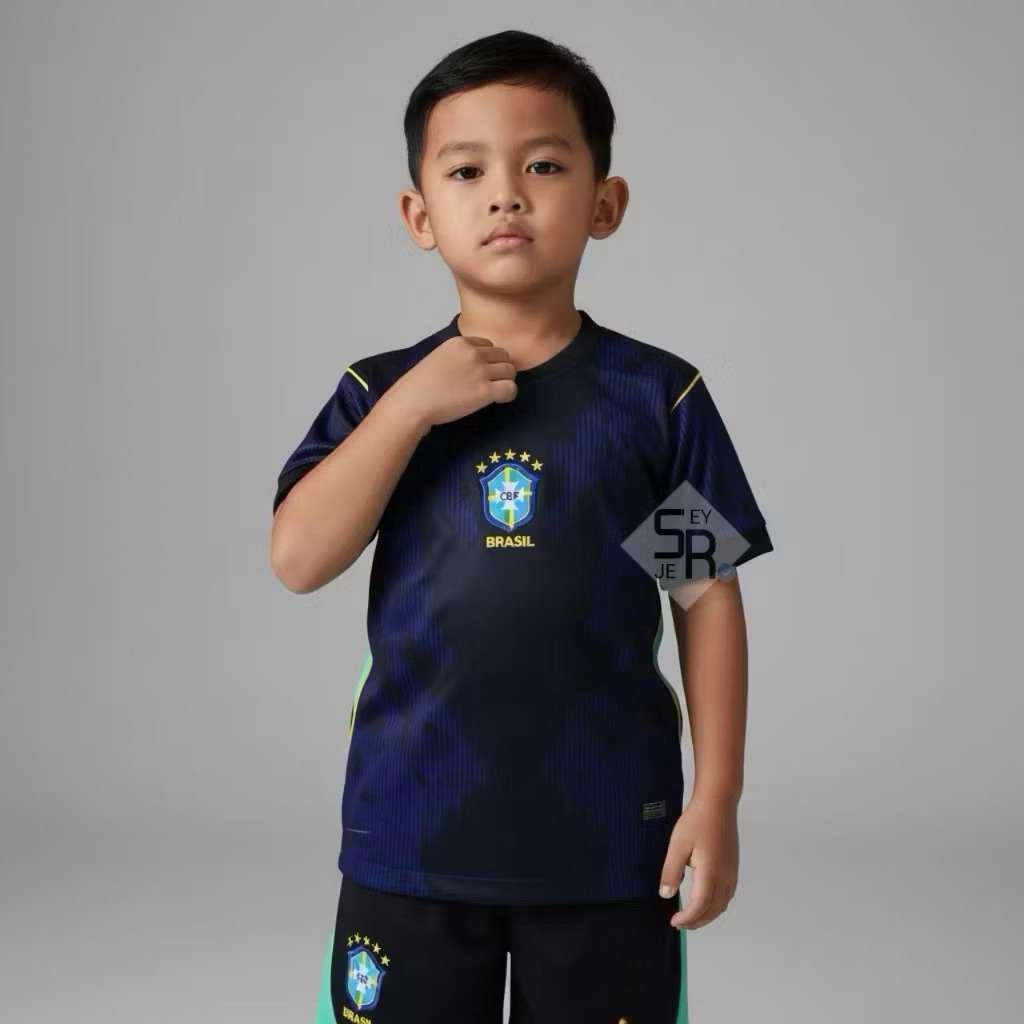 KIDS Jersey Brazil Away World Cup 2026 Grade Original - Jersey Anak Brazil Piala Dunia Terbaru