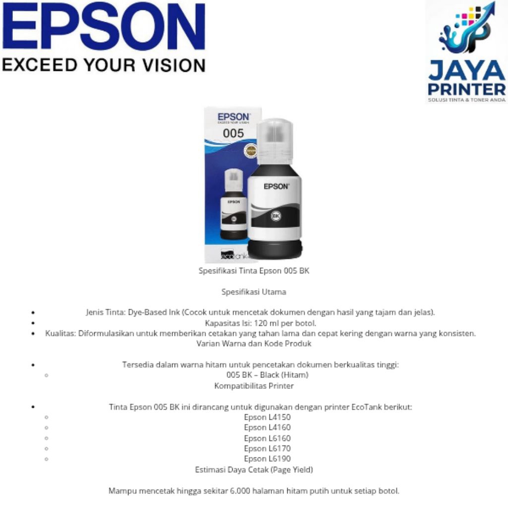 Tinta Epson 005 T005 Black