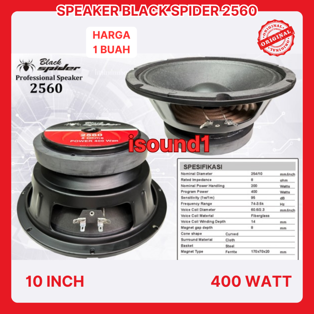 SPEAKER BLACK SPIDER 2560 WOOFER 10 INCH BLACKSPIDER BS 400 WATT ORIGINAL BS