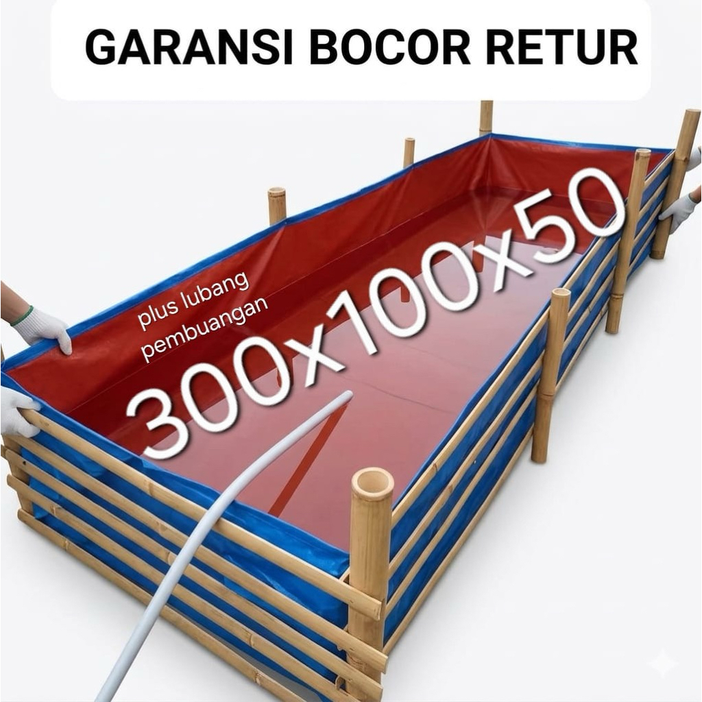 terpal kolam ikan plus lubang pembuangan 300x100x50 type a3 korea