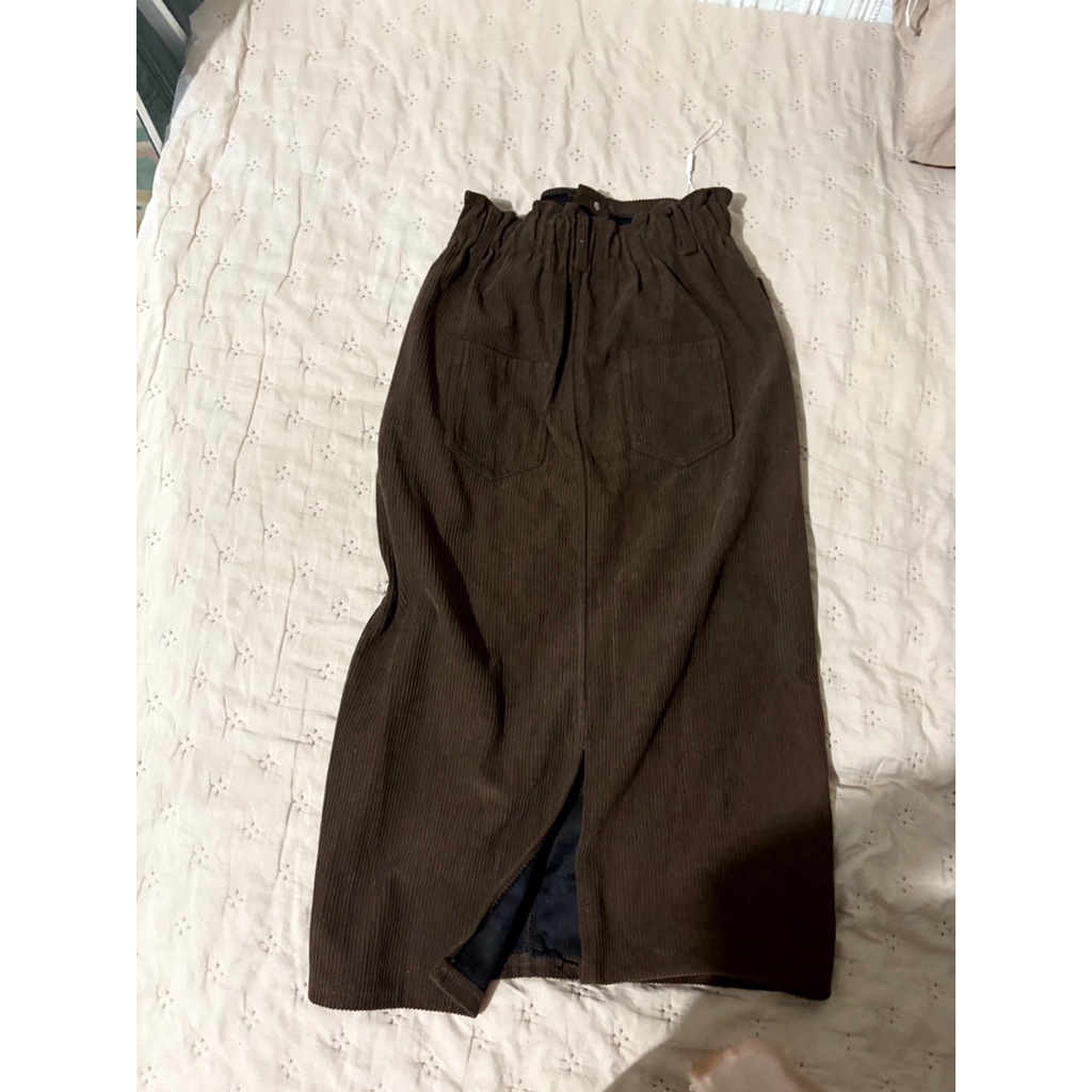 Rok Corduroy Rok Korea style 7/8 Coklat tua mahongny