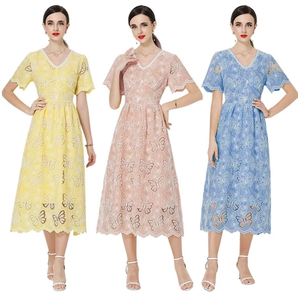 [ PRE ORDER ] YUYUN Midi Dress Korean Style Wanita Kekinian Tanpa Lengan